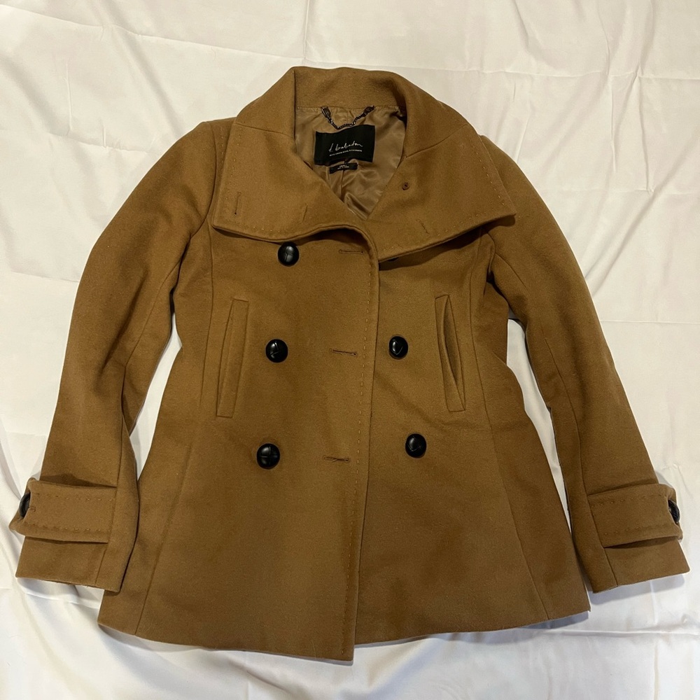 Babaton Camel Double-Breasted Pea Coat